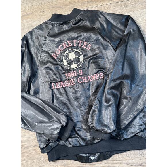 Vintage 90s Y2k Hartwell Soccer Team Bomber Jacket - Rockettes League Champs M - Picture 7 of 7